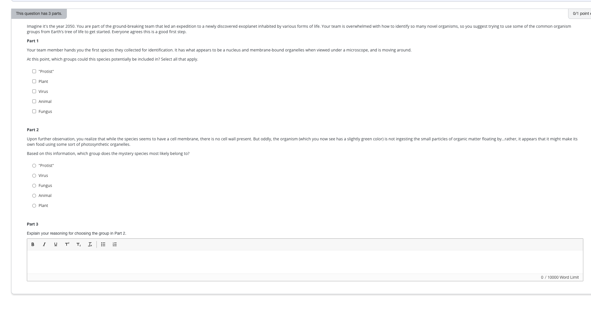 answer This question has 3 parts. 0/1 point