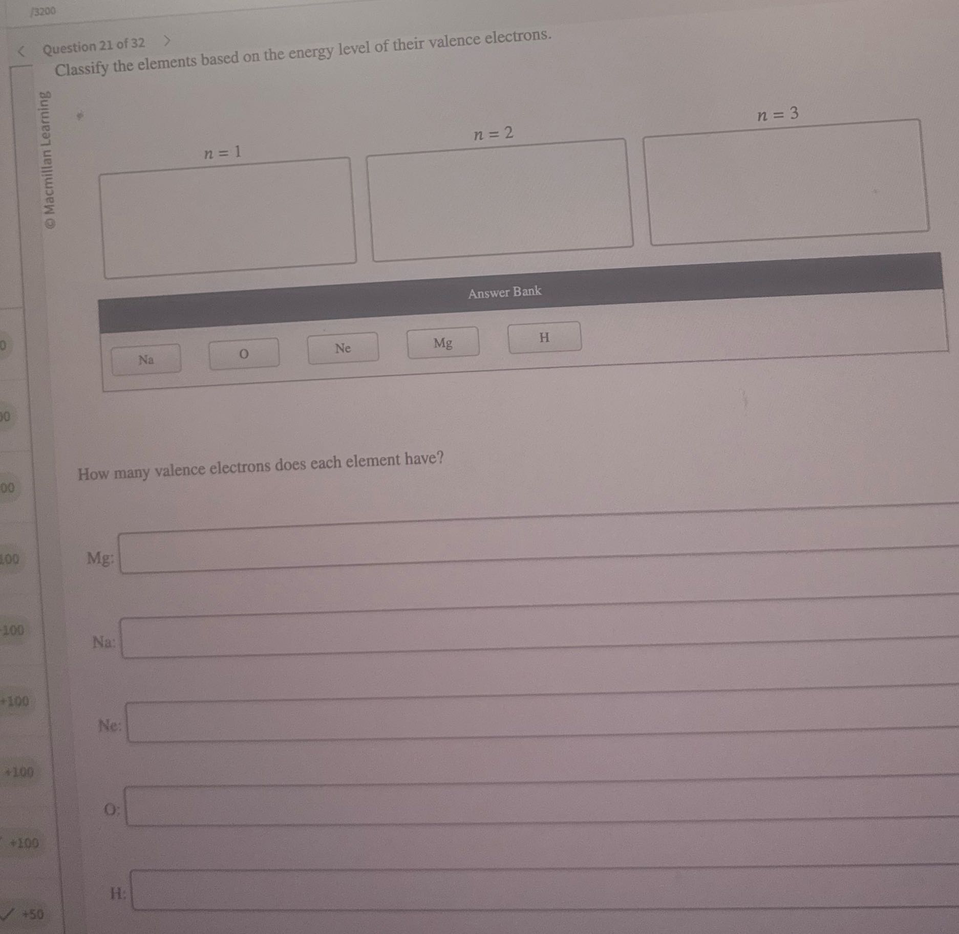 /3200 Question 21 of 32 > Classify the elements