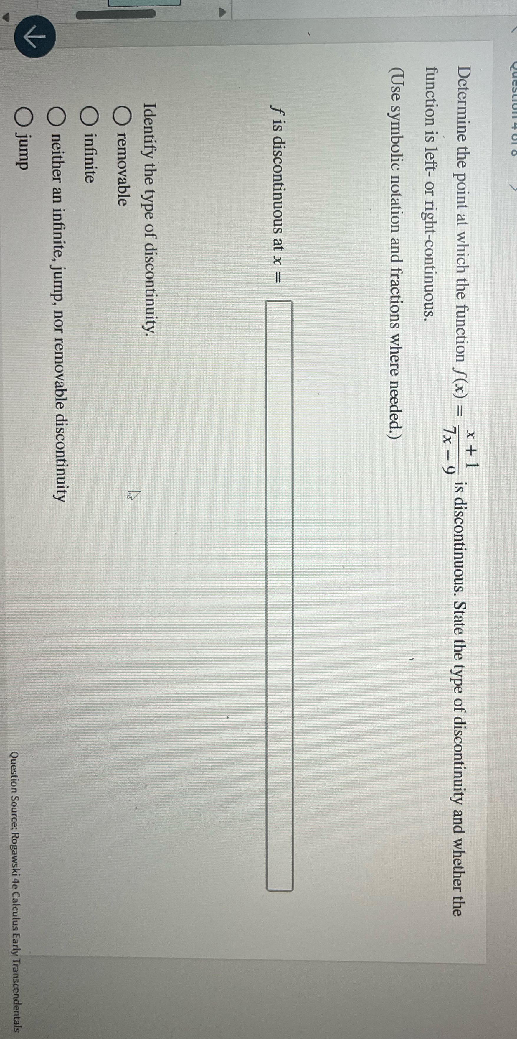 Determine the point at which the function f(x) -