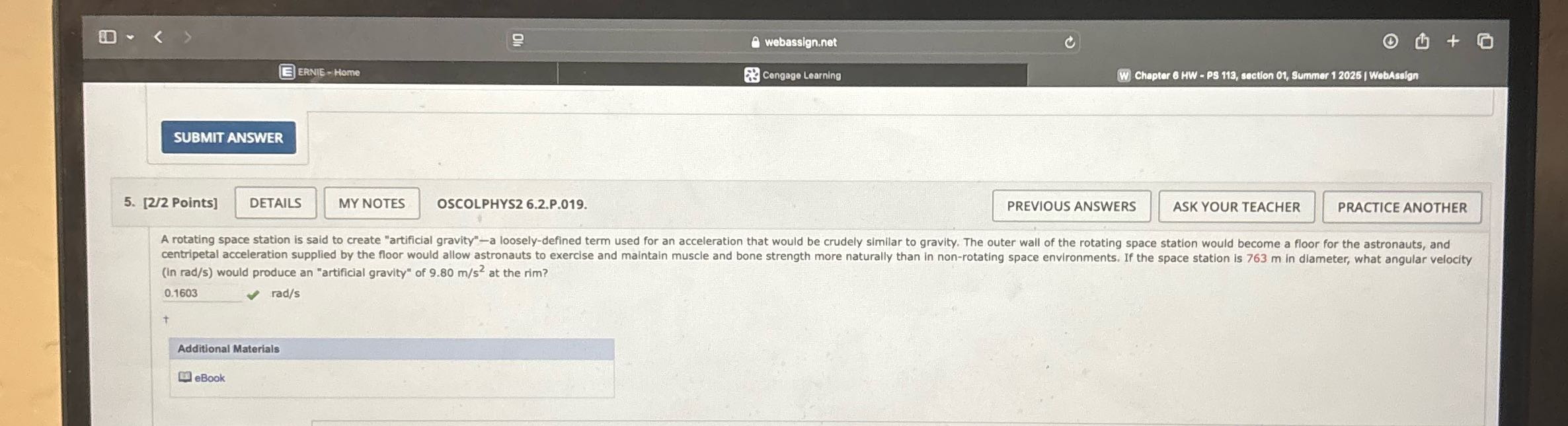 Cong oo + [.: reer) Chapter 6 HW - PS 113,