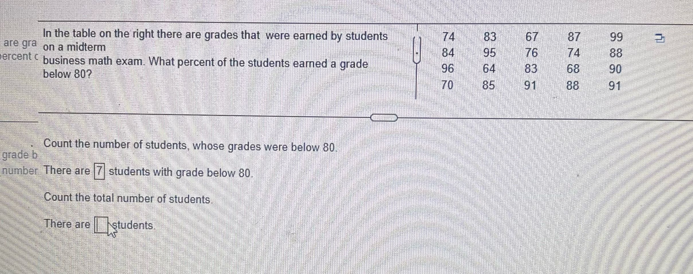 In the table on the right there are grades that