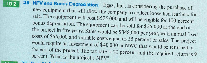 how about this question, how to do LO 2 25. NPV