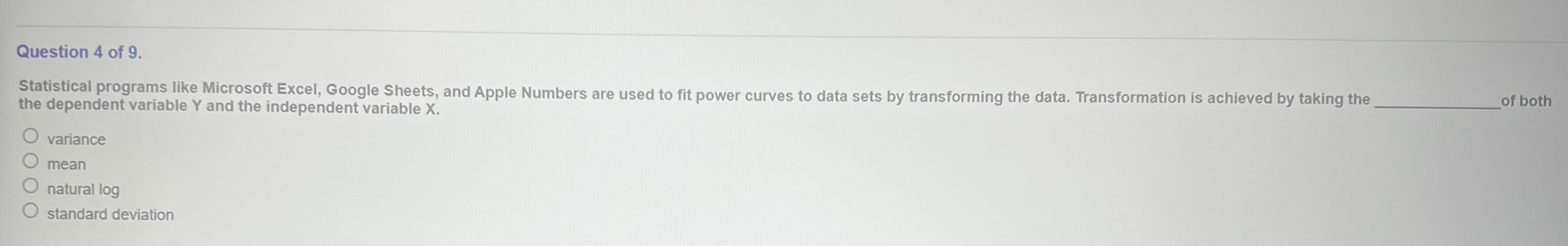 Need answer to question? Question 4 of 9.