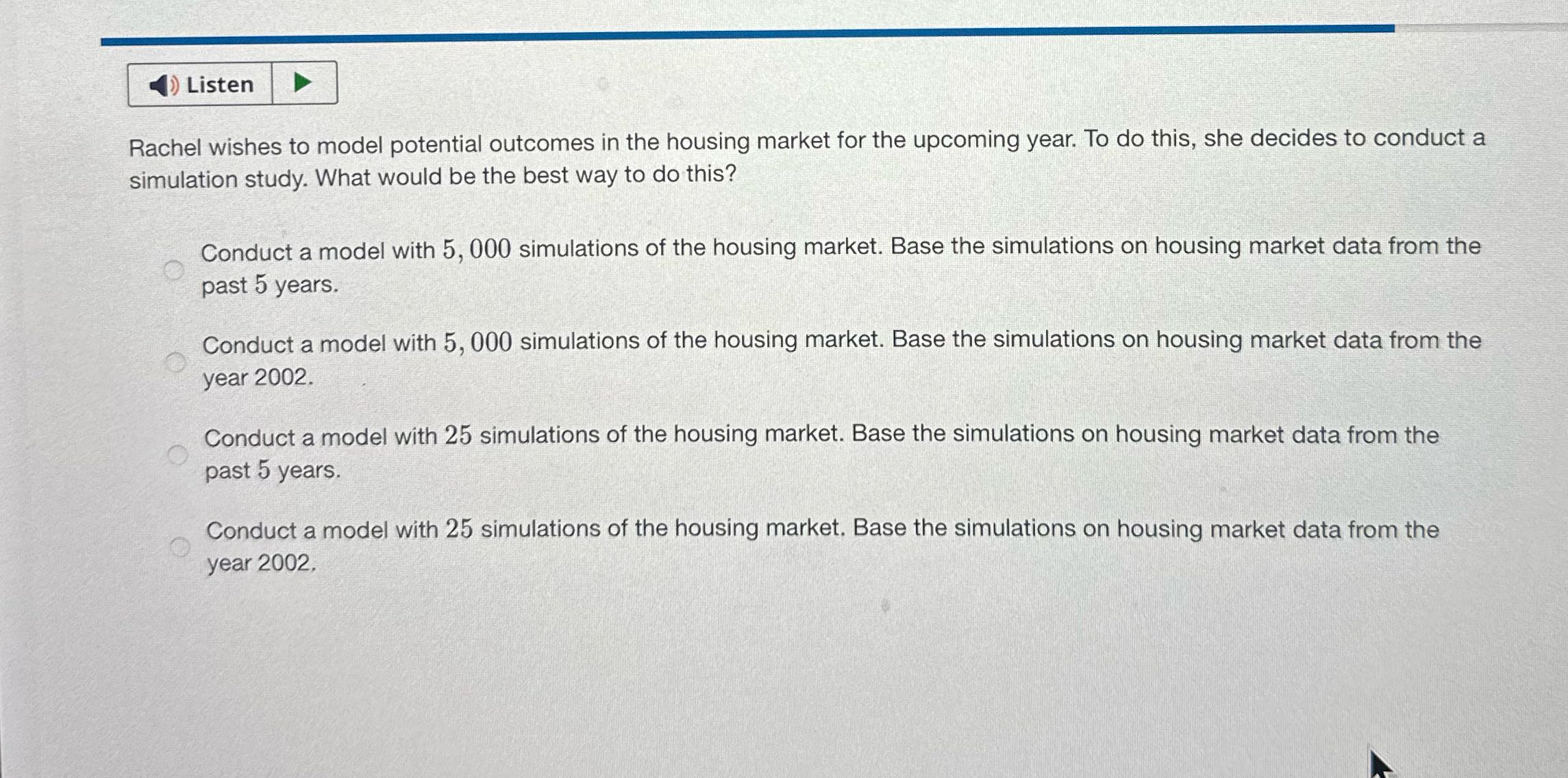 Listen Rachel wishes to model potential outcomes