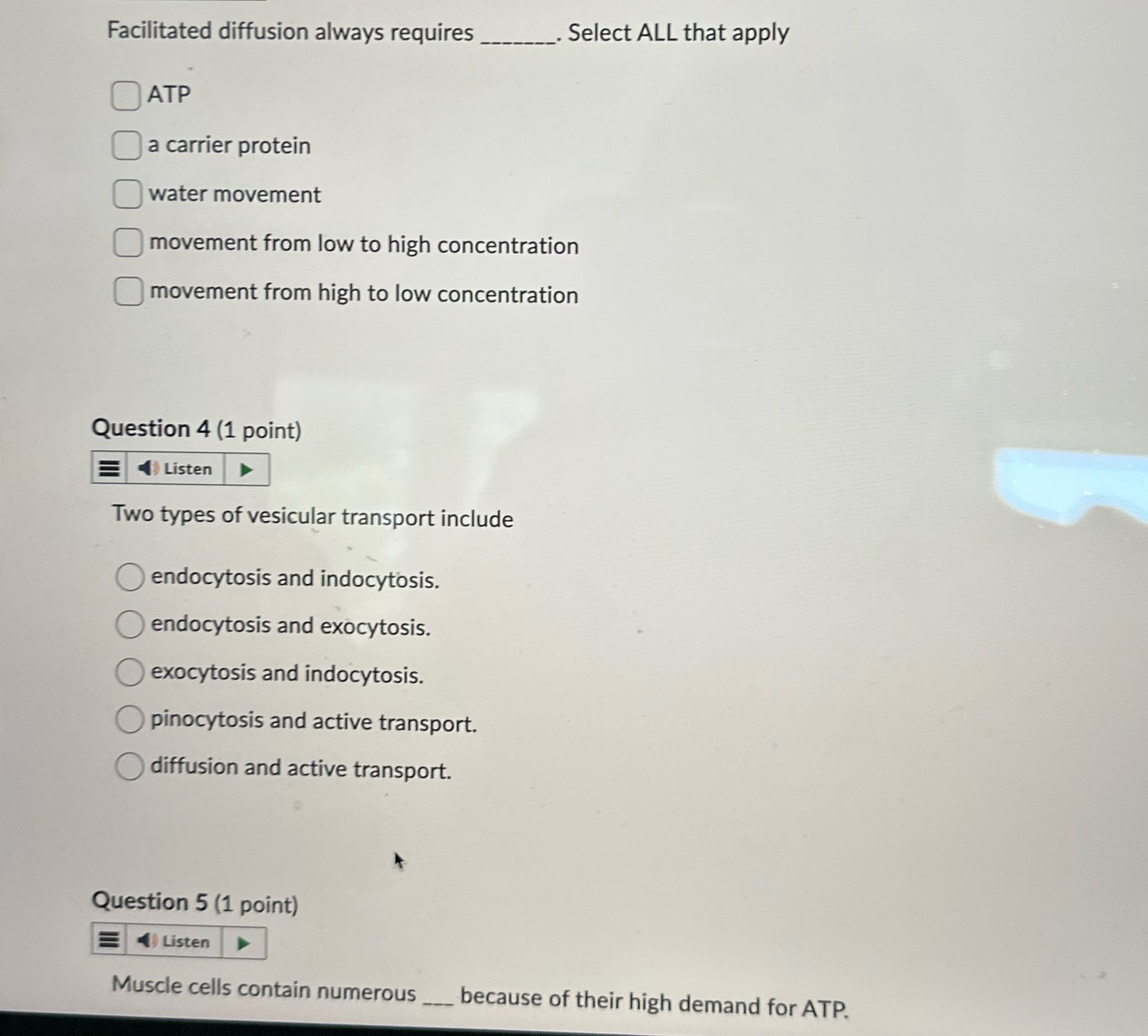 Facilitated diffusion always requires Select ALL