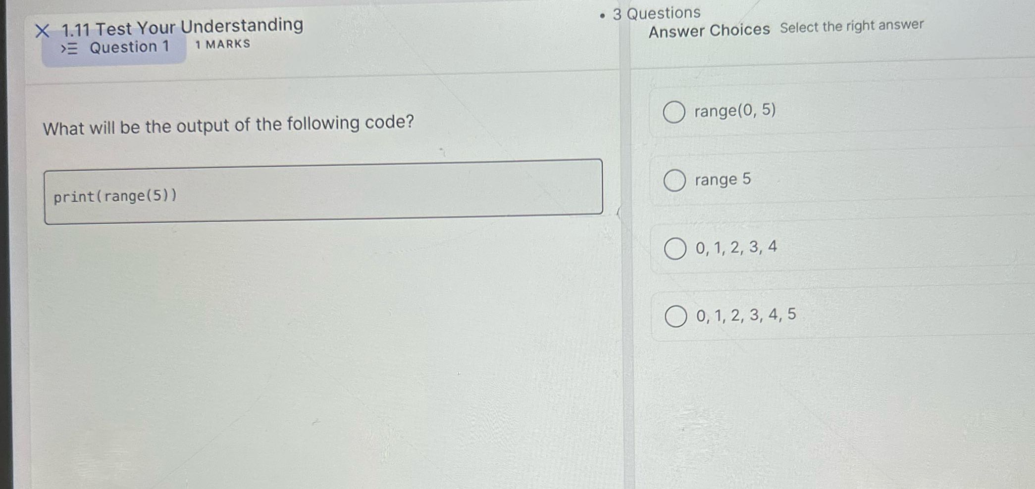 X 1.11 Test Your Understanding . 3 Questions