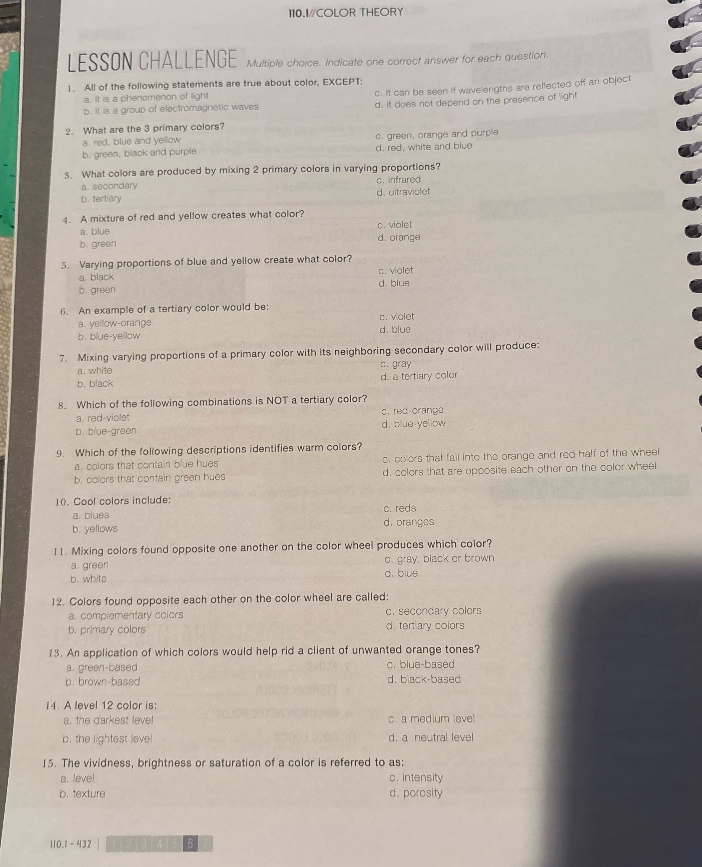 110.1//COLOR THEORY LESSON CHALLENGE Multiple