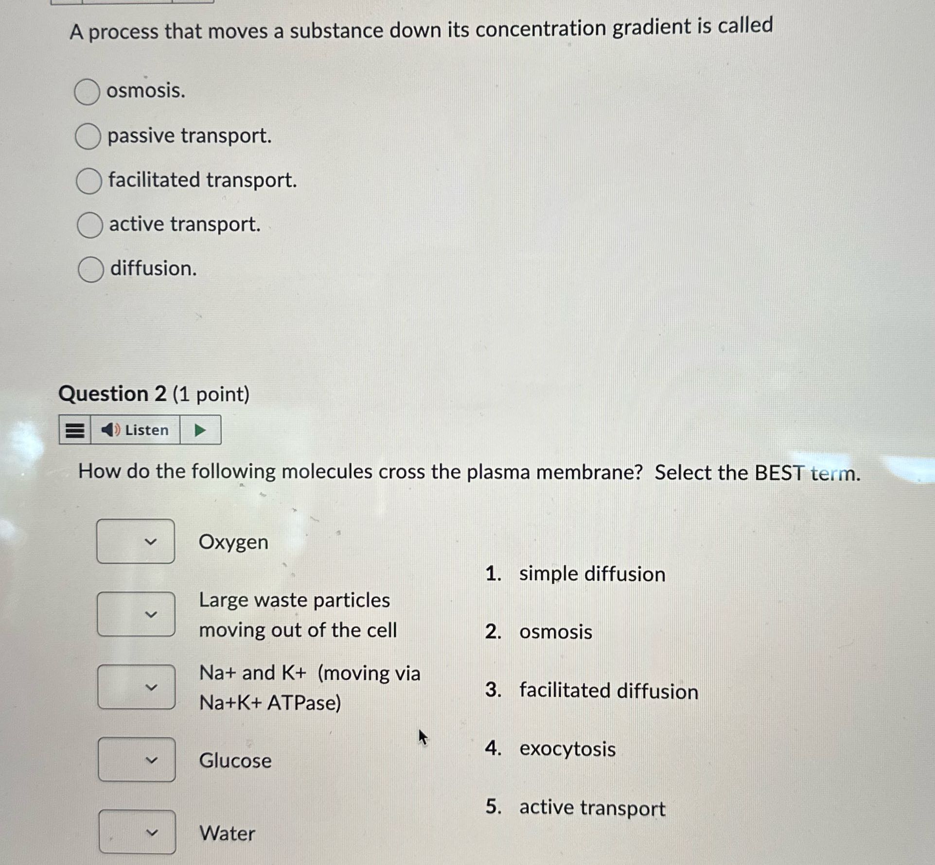 A process that moves a substance down its