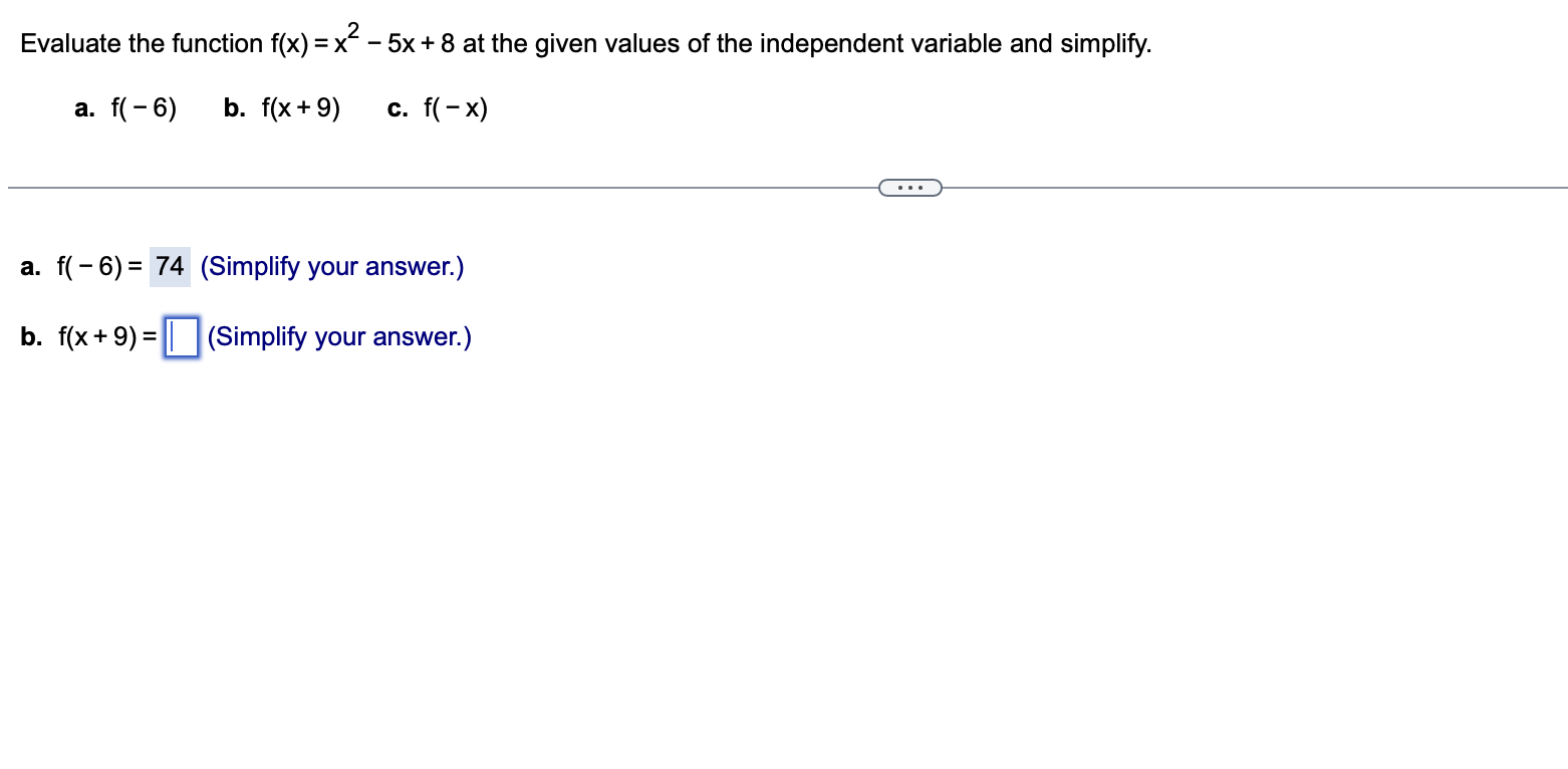 the answer Evaluate the function f(x) = x' - 5x