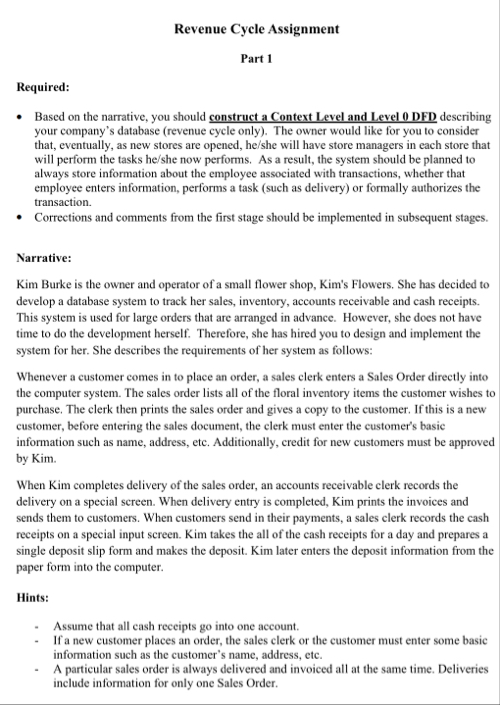 Revenue Cycle Assignment Part 1 Required: Based