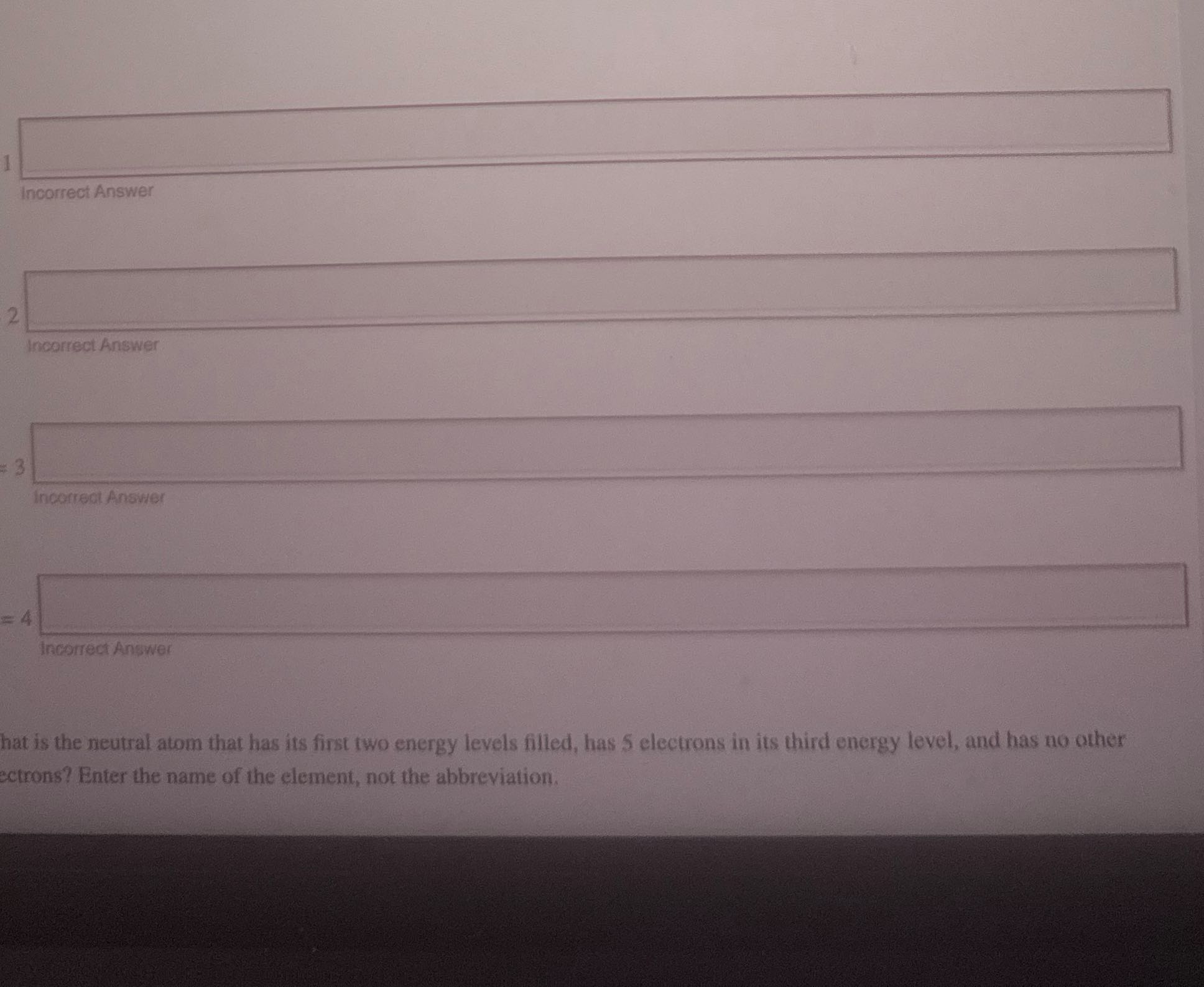 Incorrect Answer Incorrect Answer 3 Incorrect