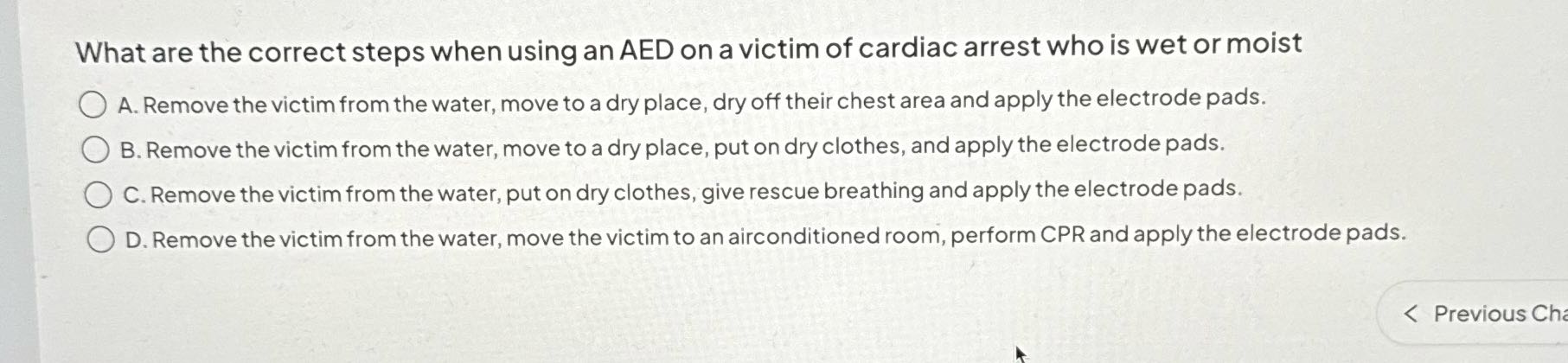What are the correct steps when using an AED ona