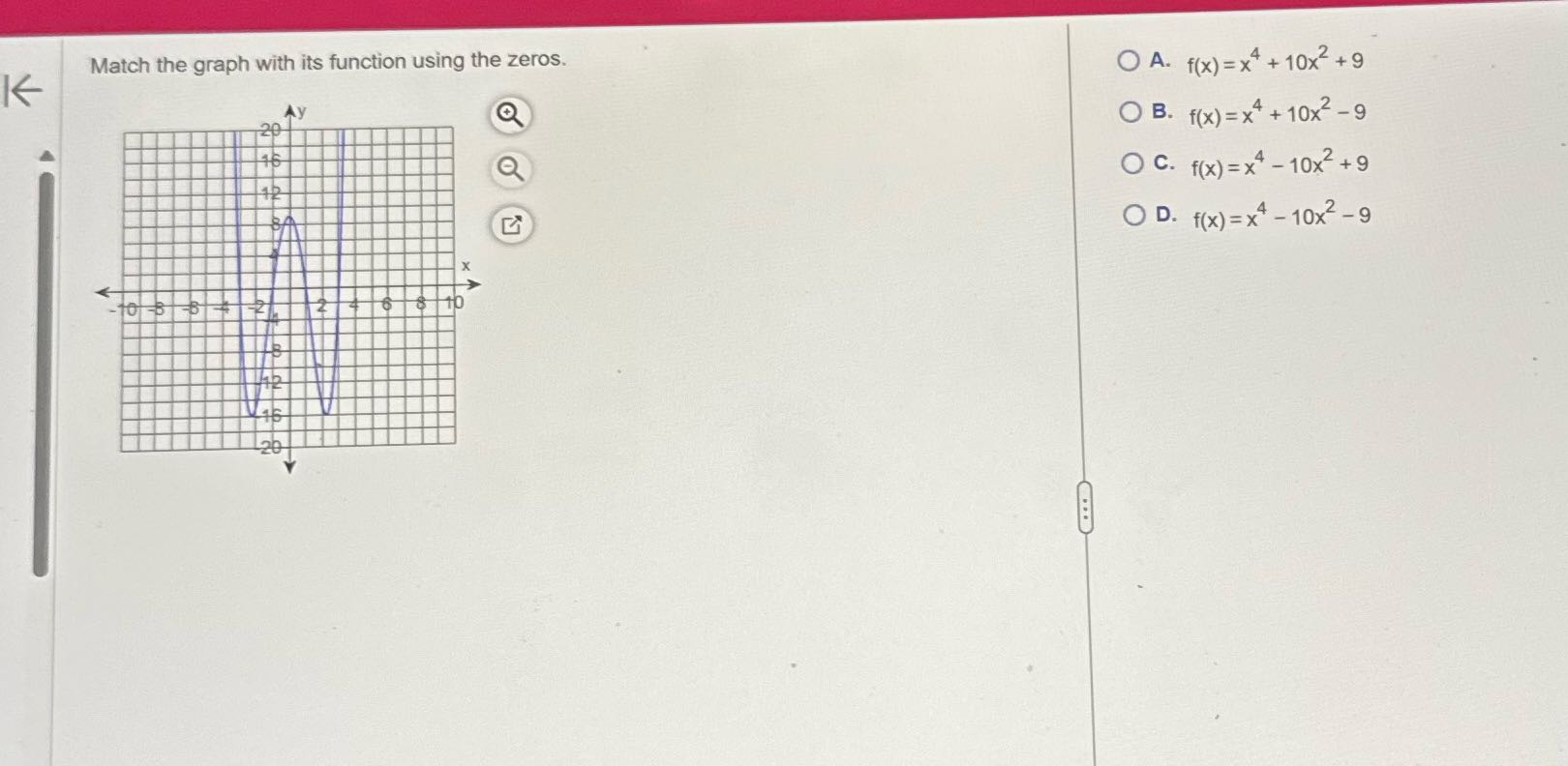 Match the graph with its function using the