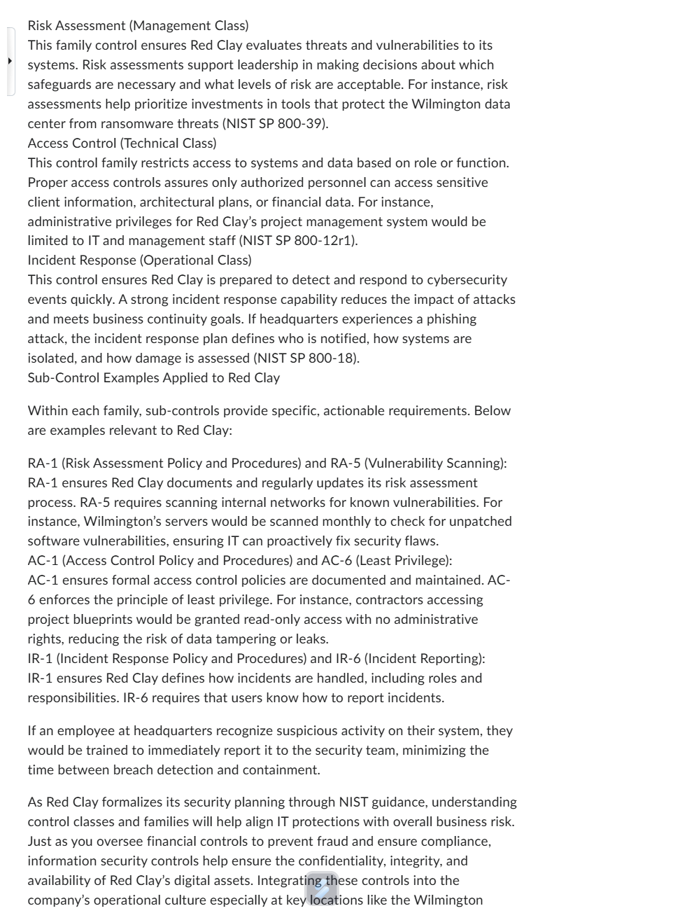 more from her discussion post Risk Assessment