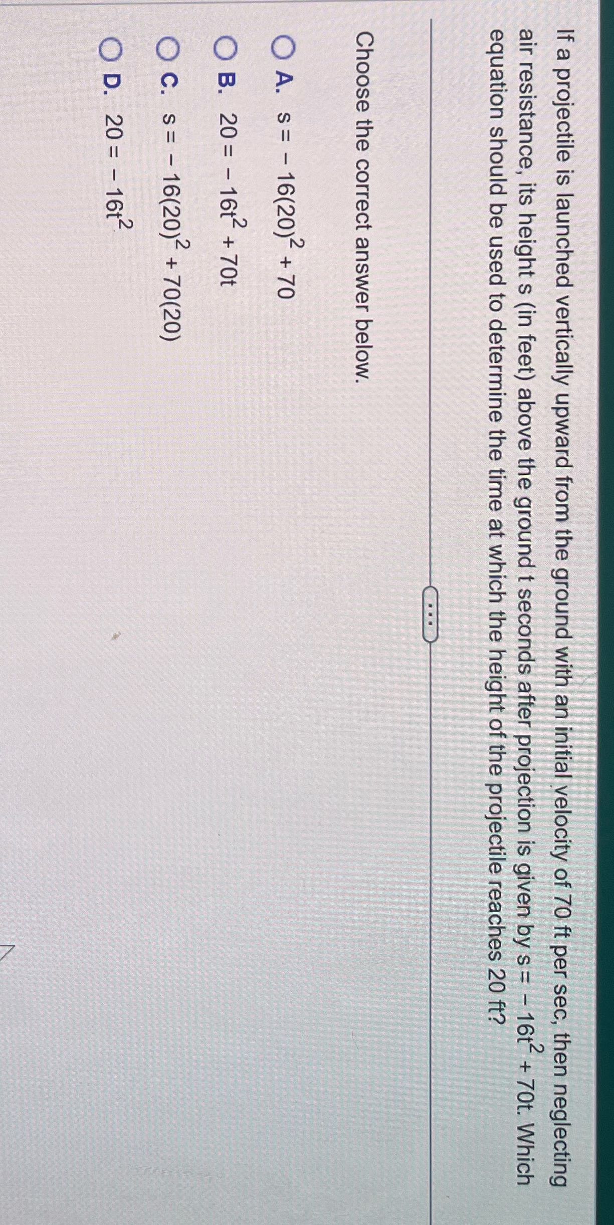 If a projectile is launched vertically upward