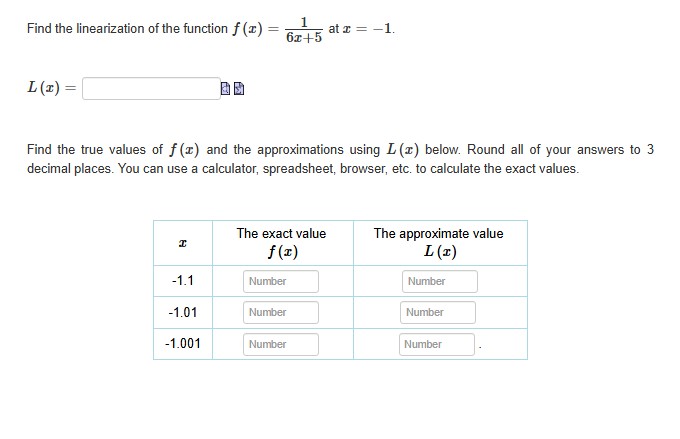 answer Find the linearization of the function f