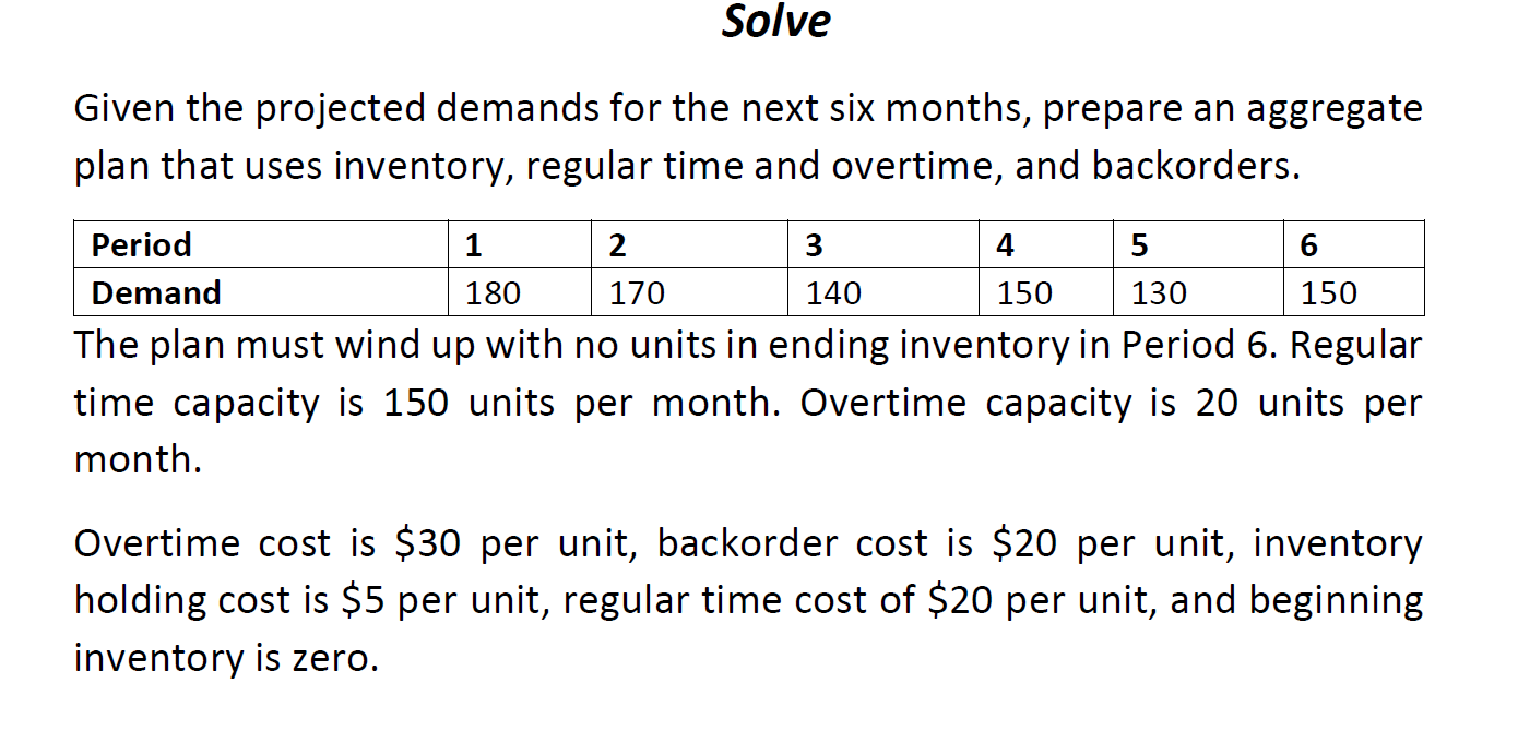 please to solve Solve Given the projected demands