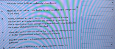 Recorded assets, liabilities, and equity