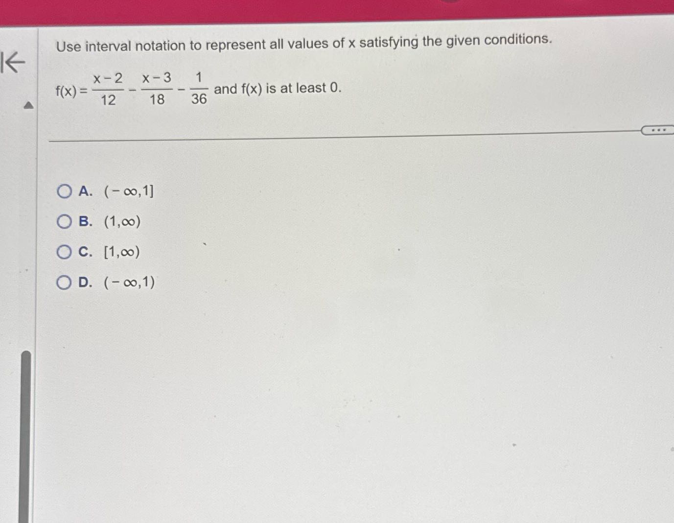 Use interval notation to represent all values of