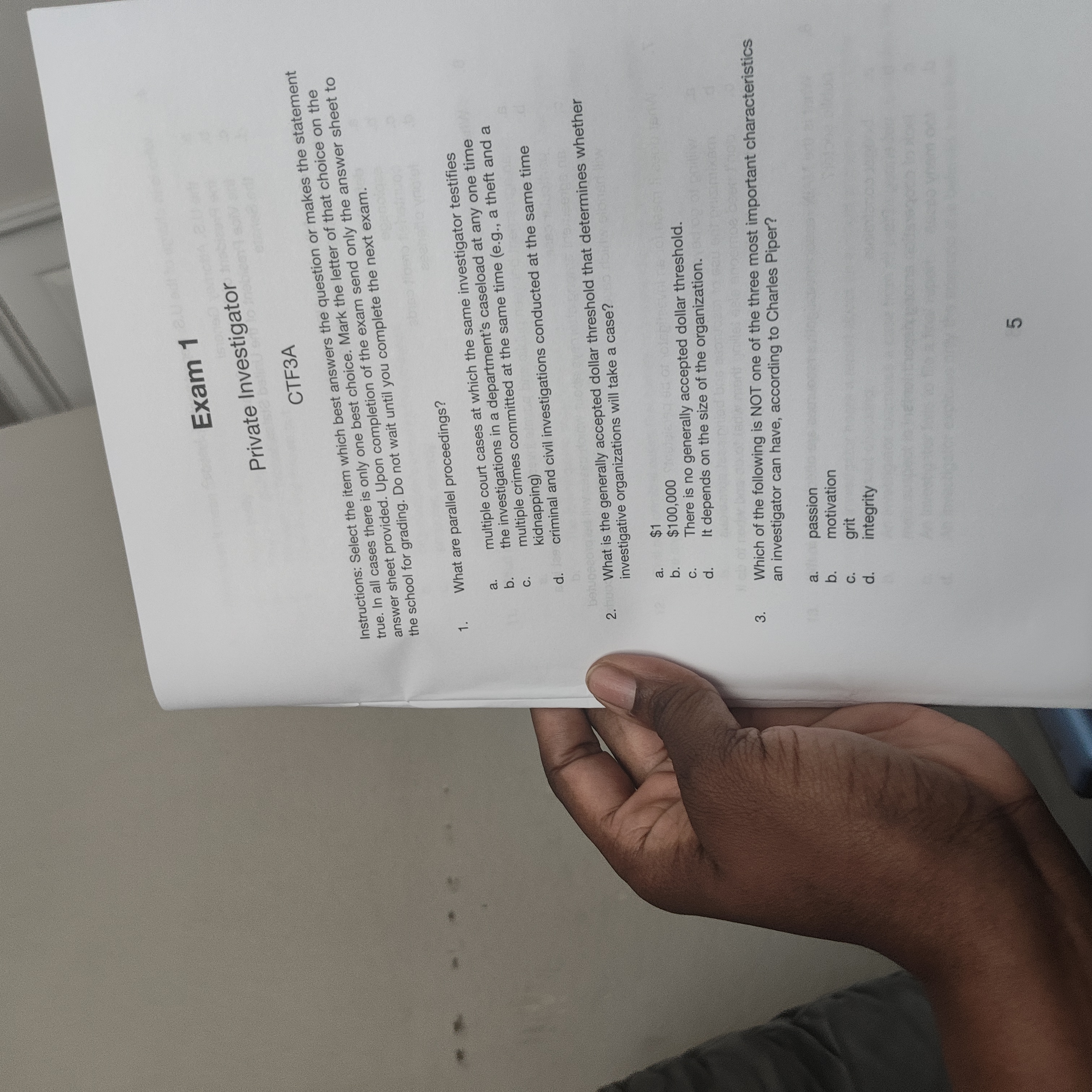 Exam 1 Private Investigator CTF3A Instructions: