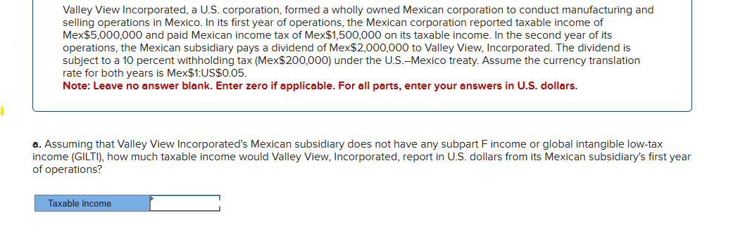 Valley View Incorporated, a US. corporation,