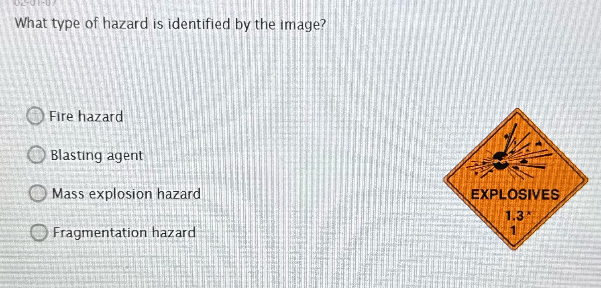 02-01-04 What type of hazard is identified by the