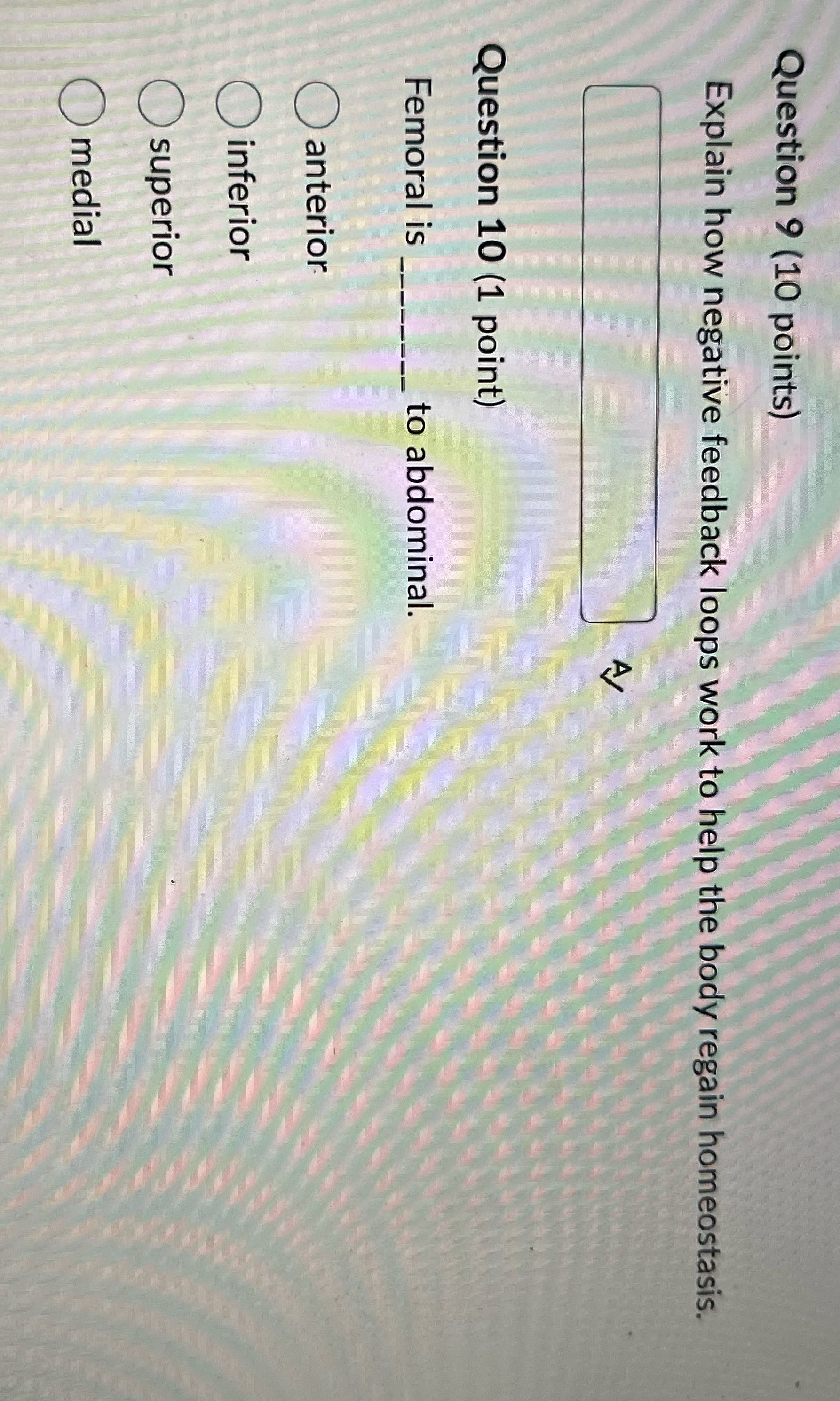 Question 9 (10 points) Explain how negative