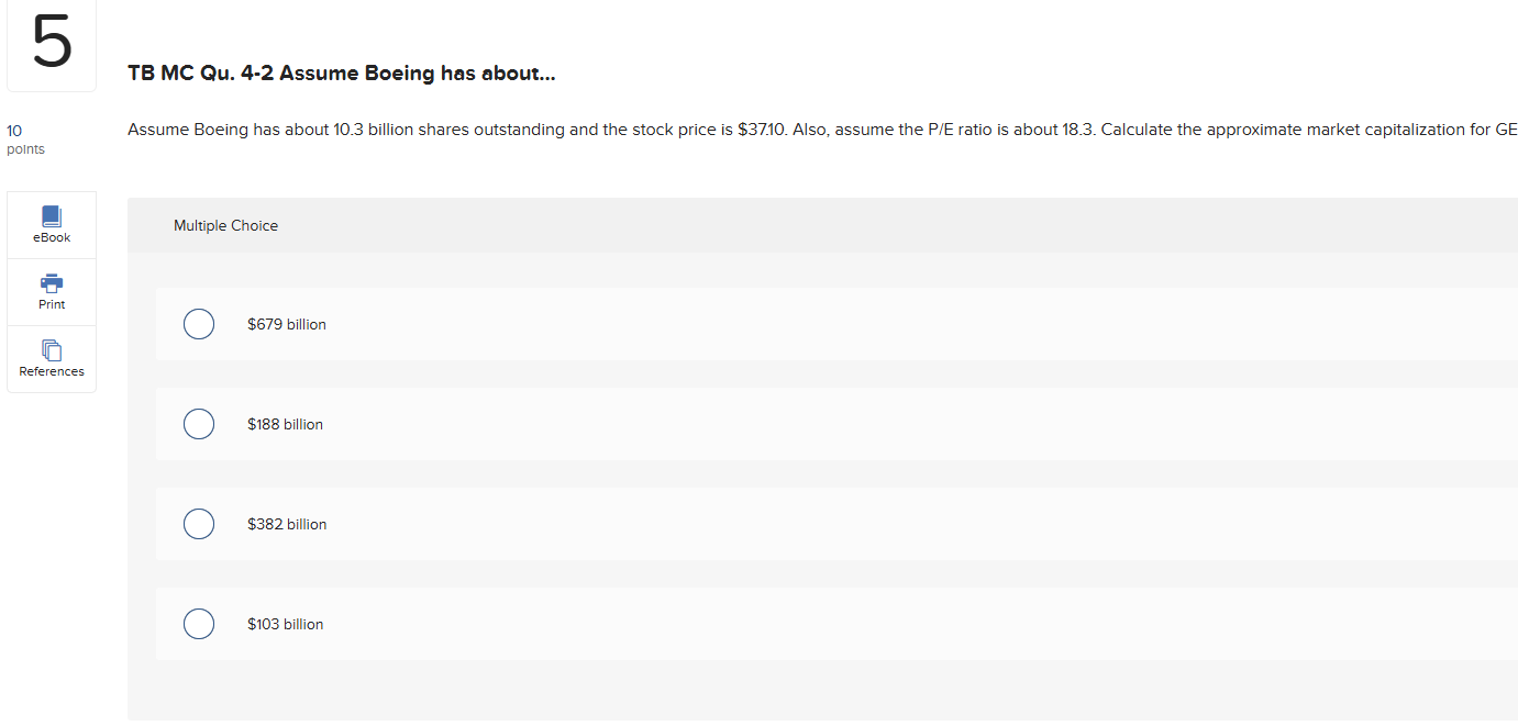 correct answer 5 TB MC Qu. 4-2 Assume Boeing has