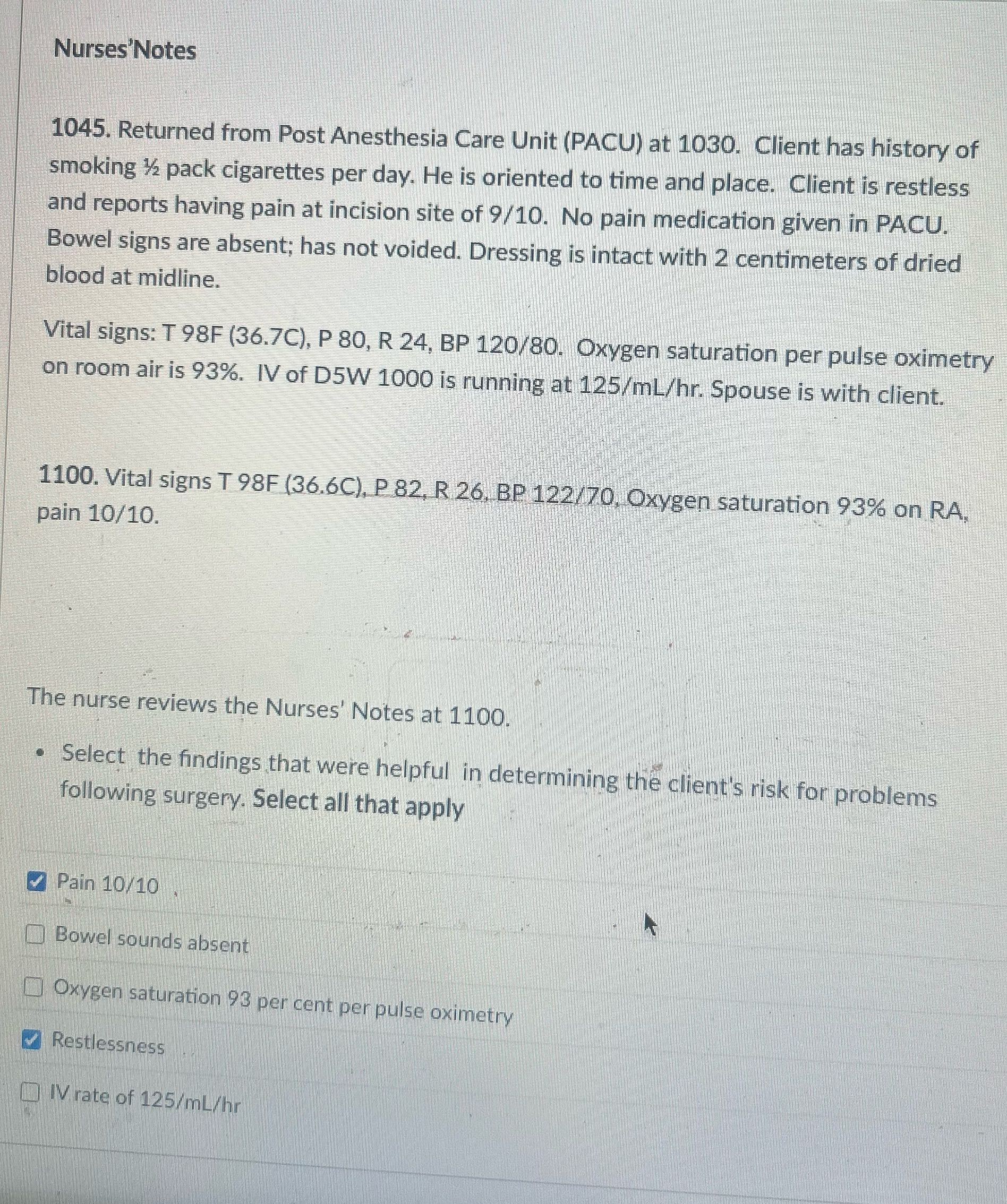 Nurses'Notes 1045. Returned from Post