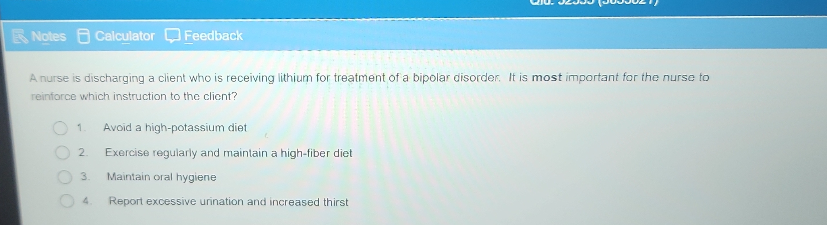 Notes { Calculator Feedback A nurse is