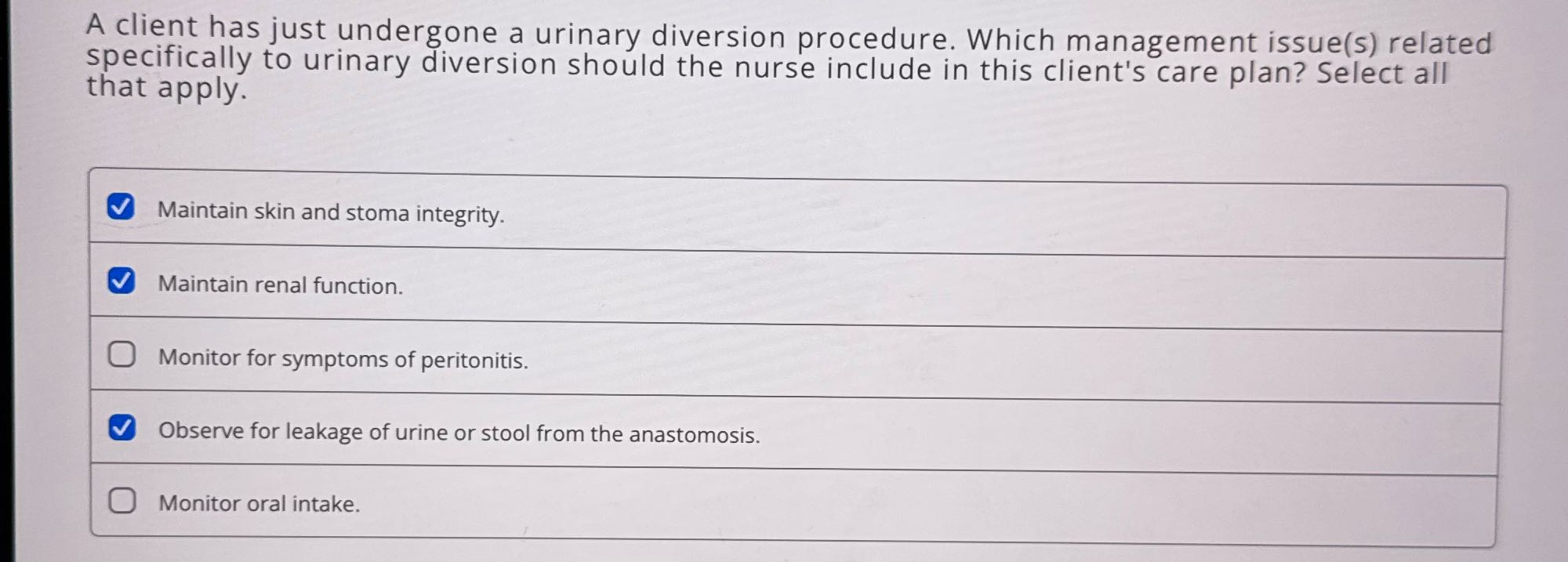 A client has just undergone a urinary diversion