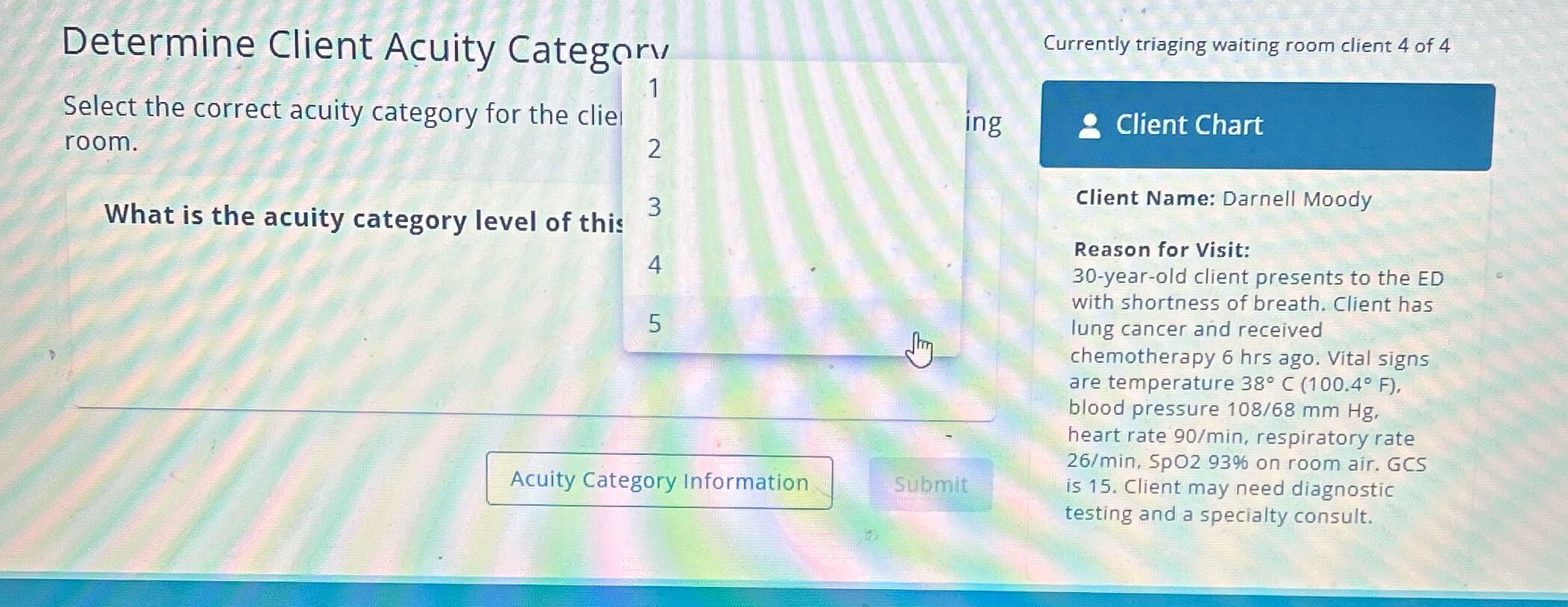 Determine Client Acuity Category Currently