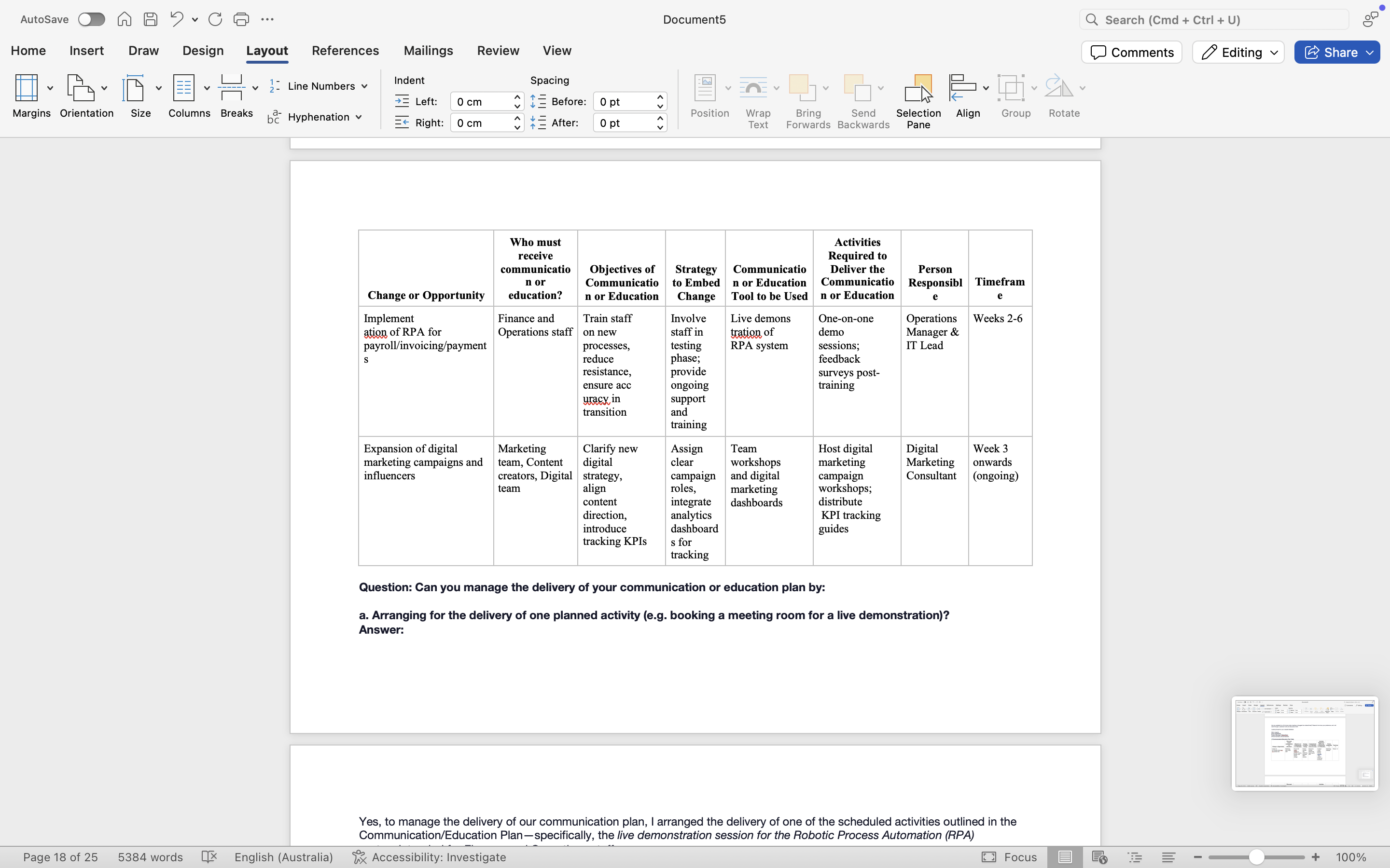 Questions: Assume a period of time has passed.