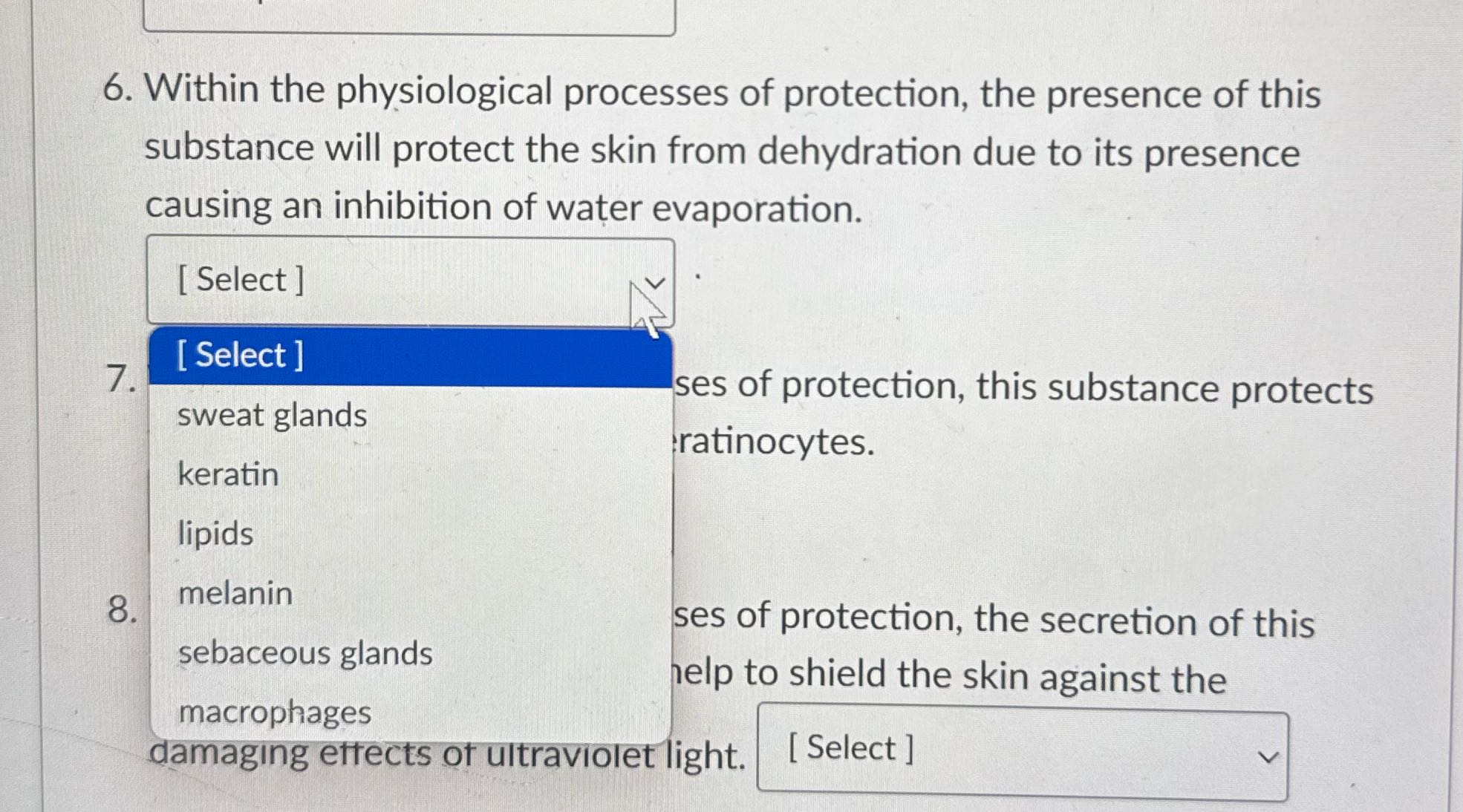 Answer question six with these options Pee | 6.