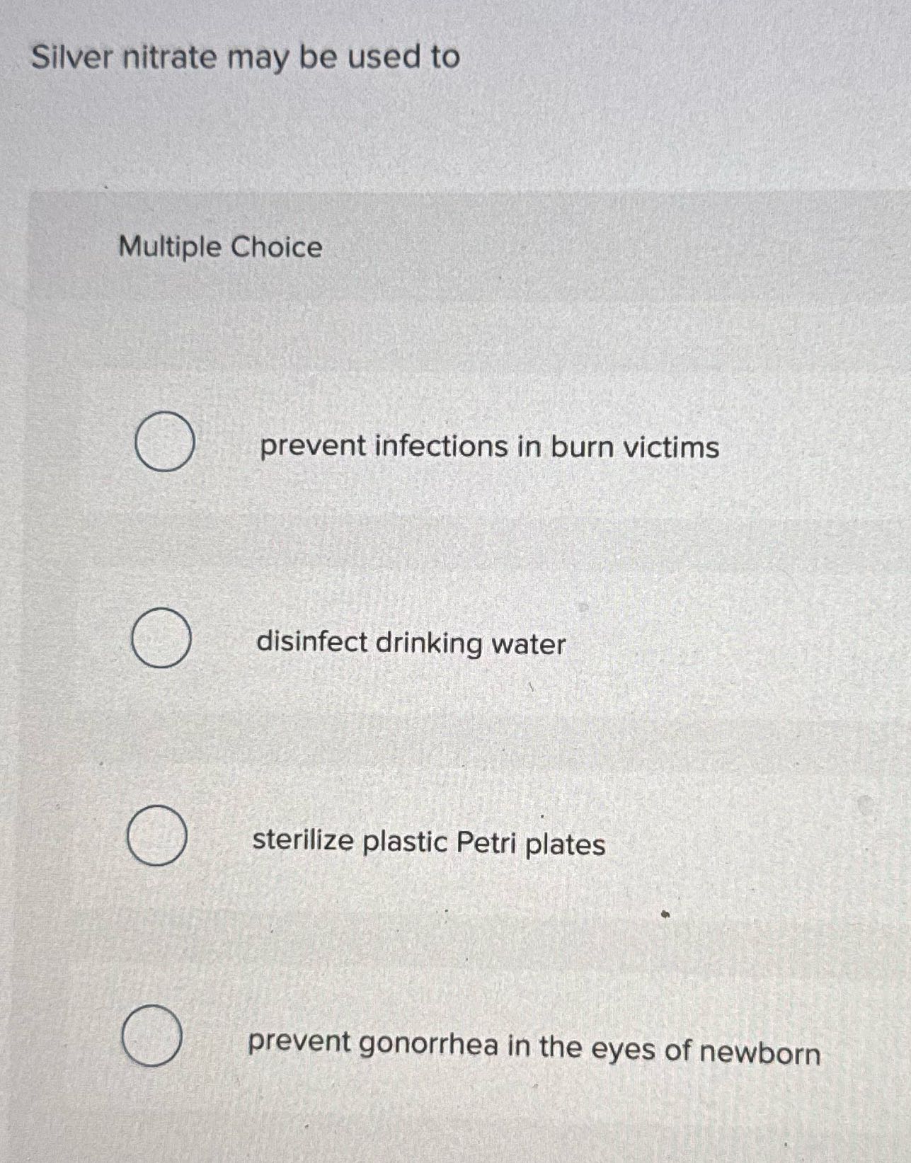 Silver nitrate may be used to Multiple Choice O