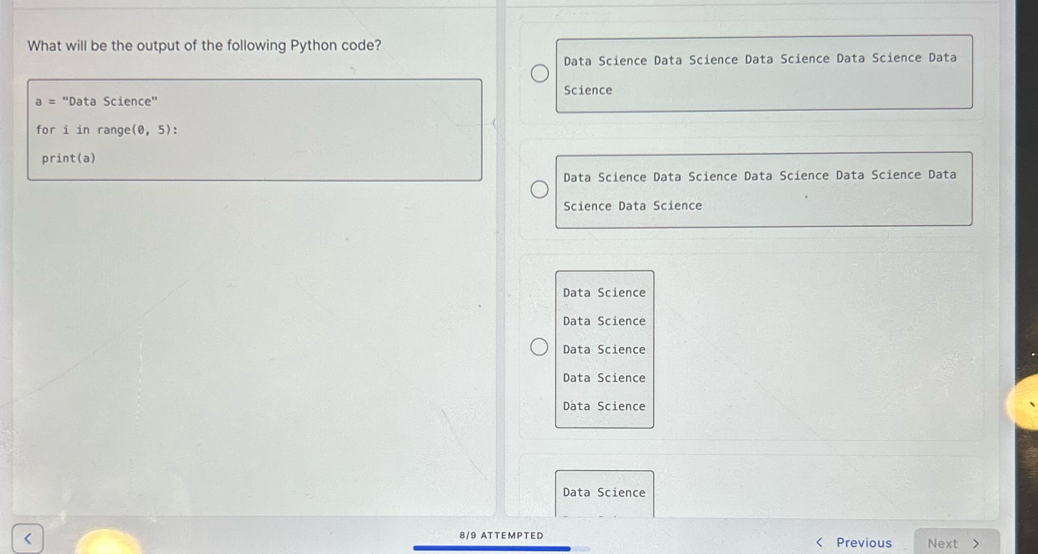 What will be the output of the following Python