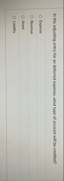In the adjusting entry for an deferred expense,