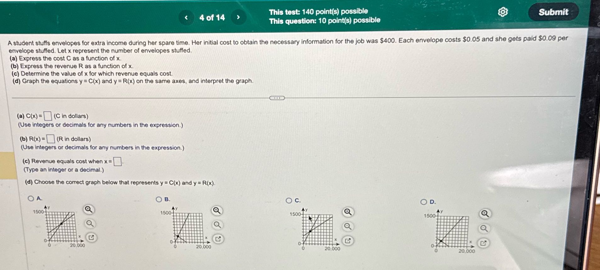 4 of 14 This test: 140 point(s) possible Submit