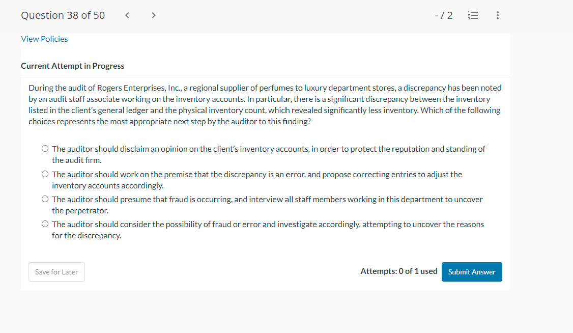 Current Attempt in Progress During the audit of