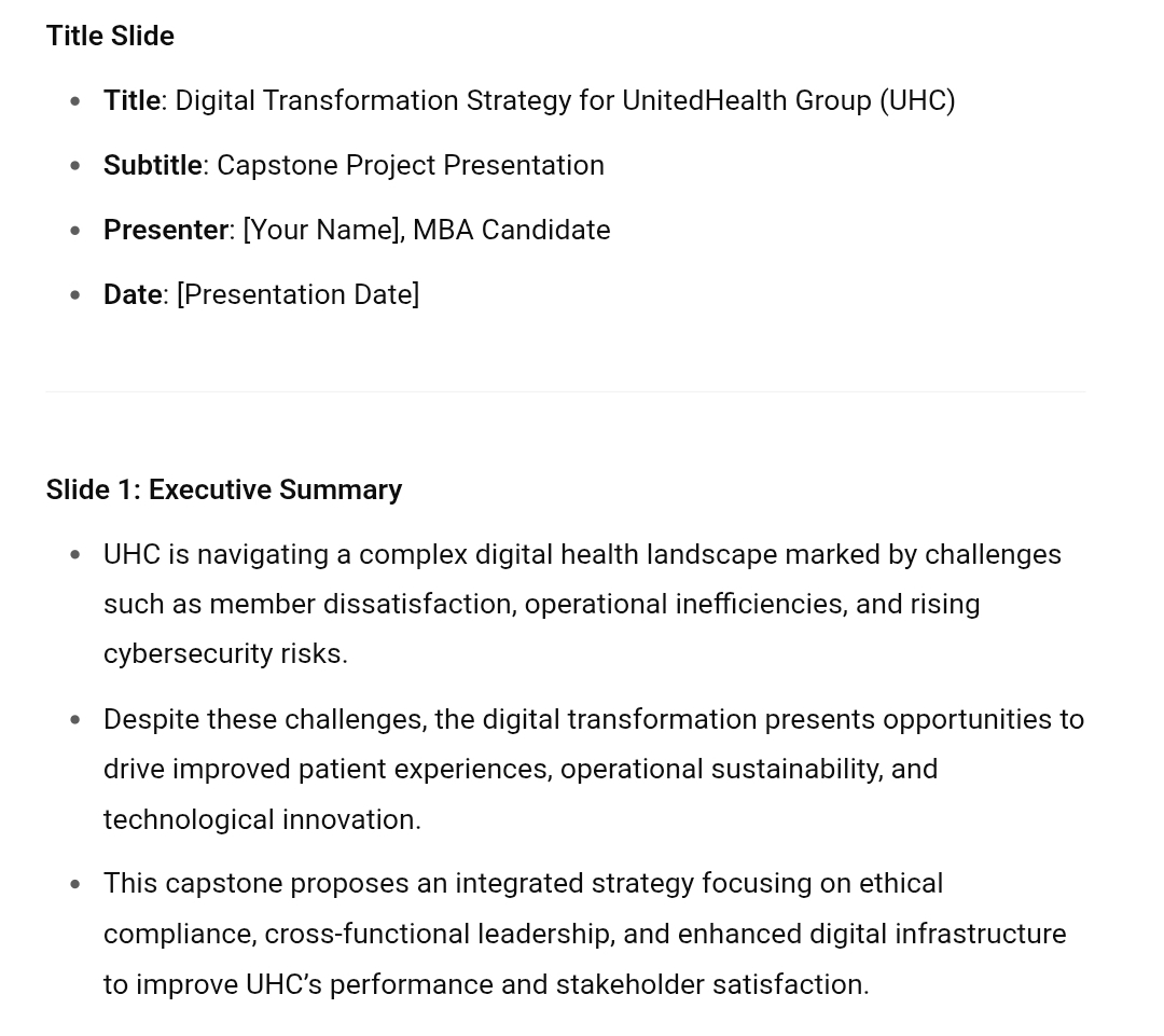 Put together 10-20 slide presentation with