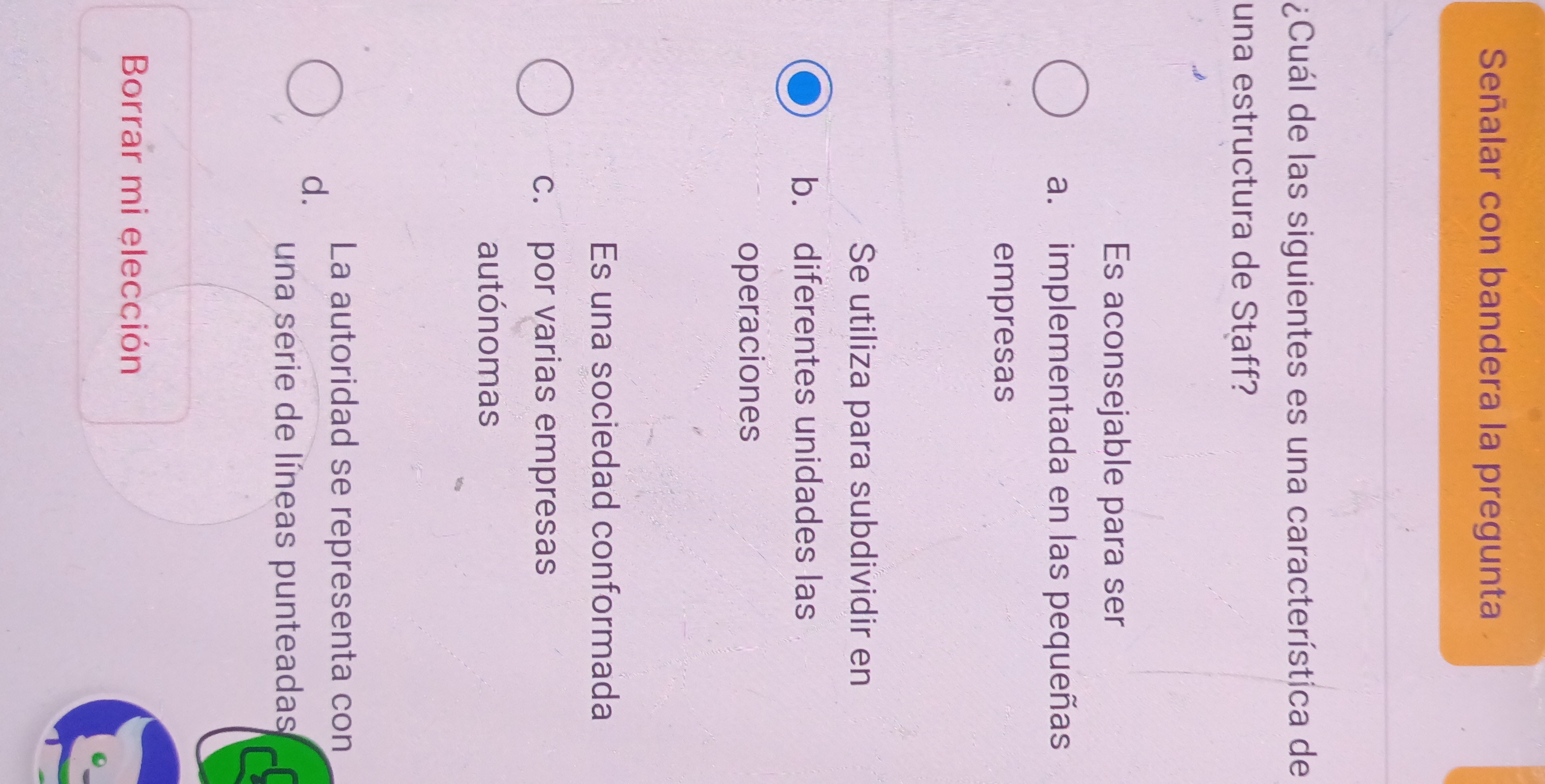 Senalar con bandera la pregunta i Cual de las