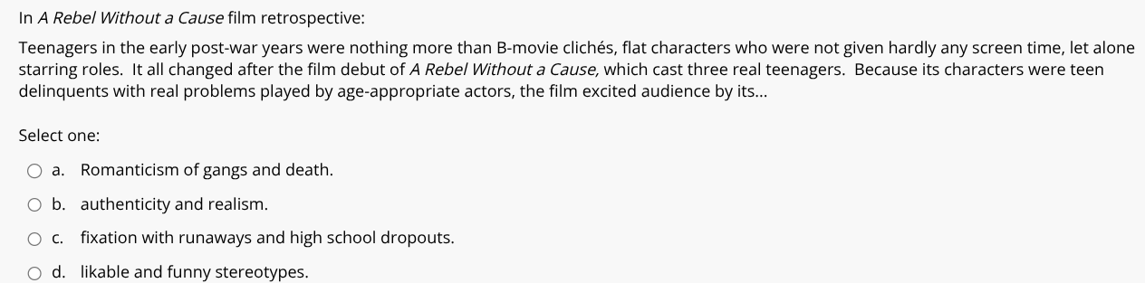 Answer In A Rebel! Without a Cause film