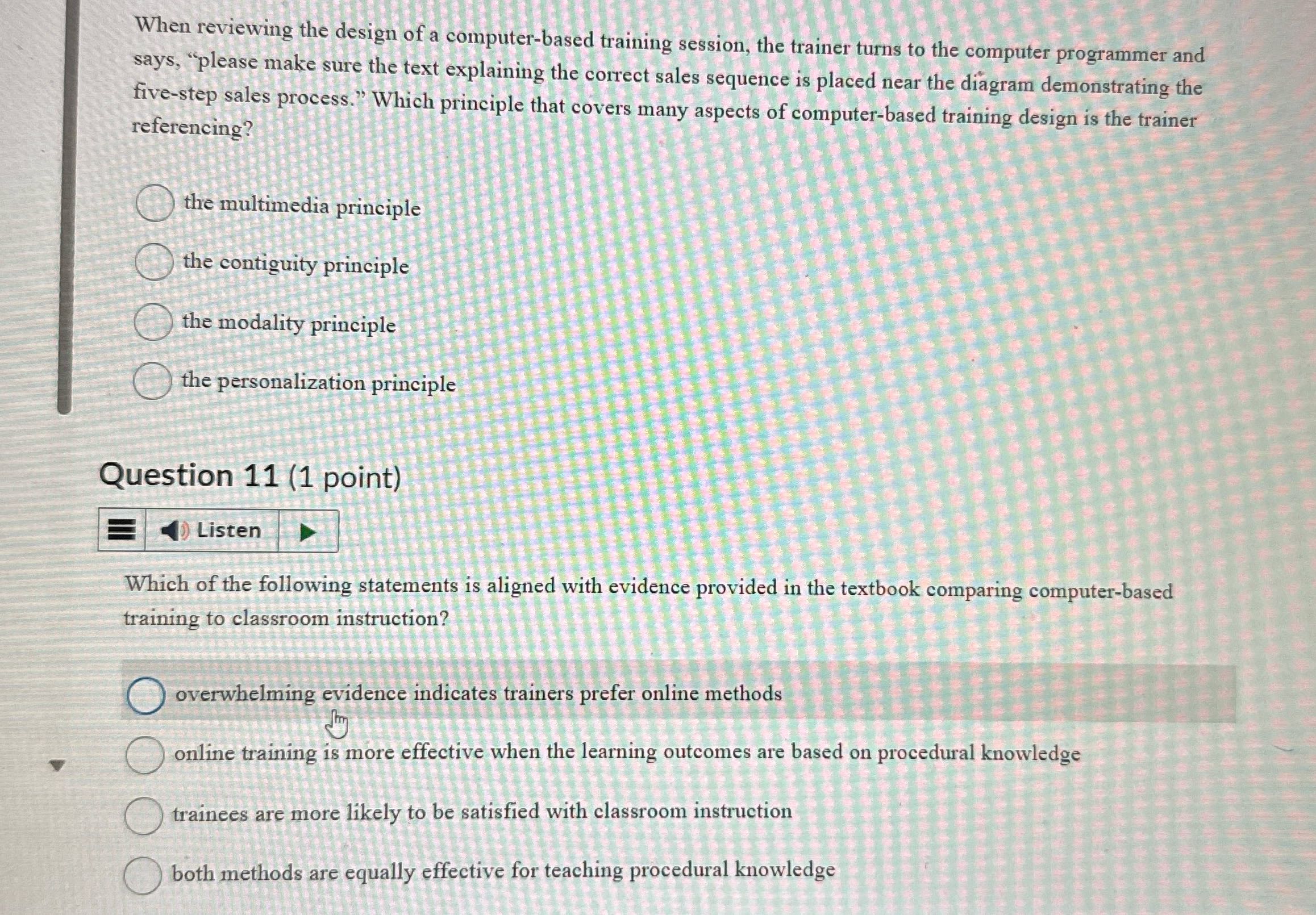 When reviewing the design of a computer-based