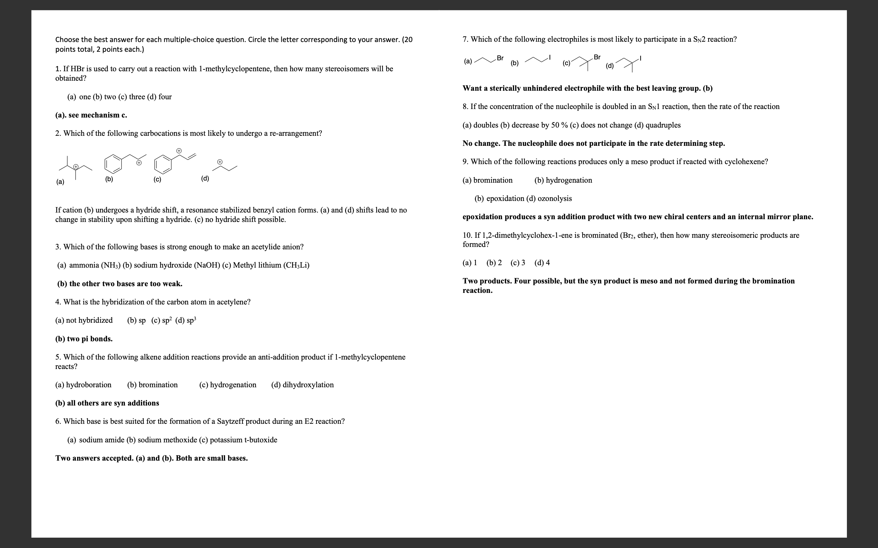 Please make a (1)practice exam with the blank