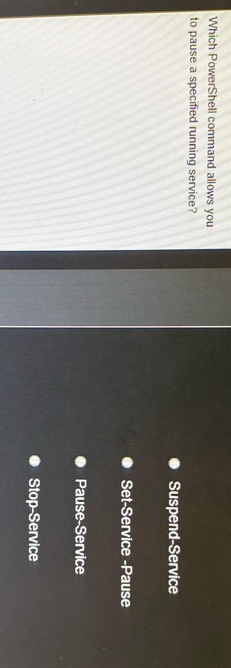 Which PowerShell command allows you to pause a