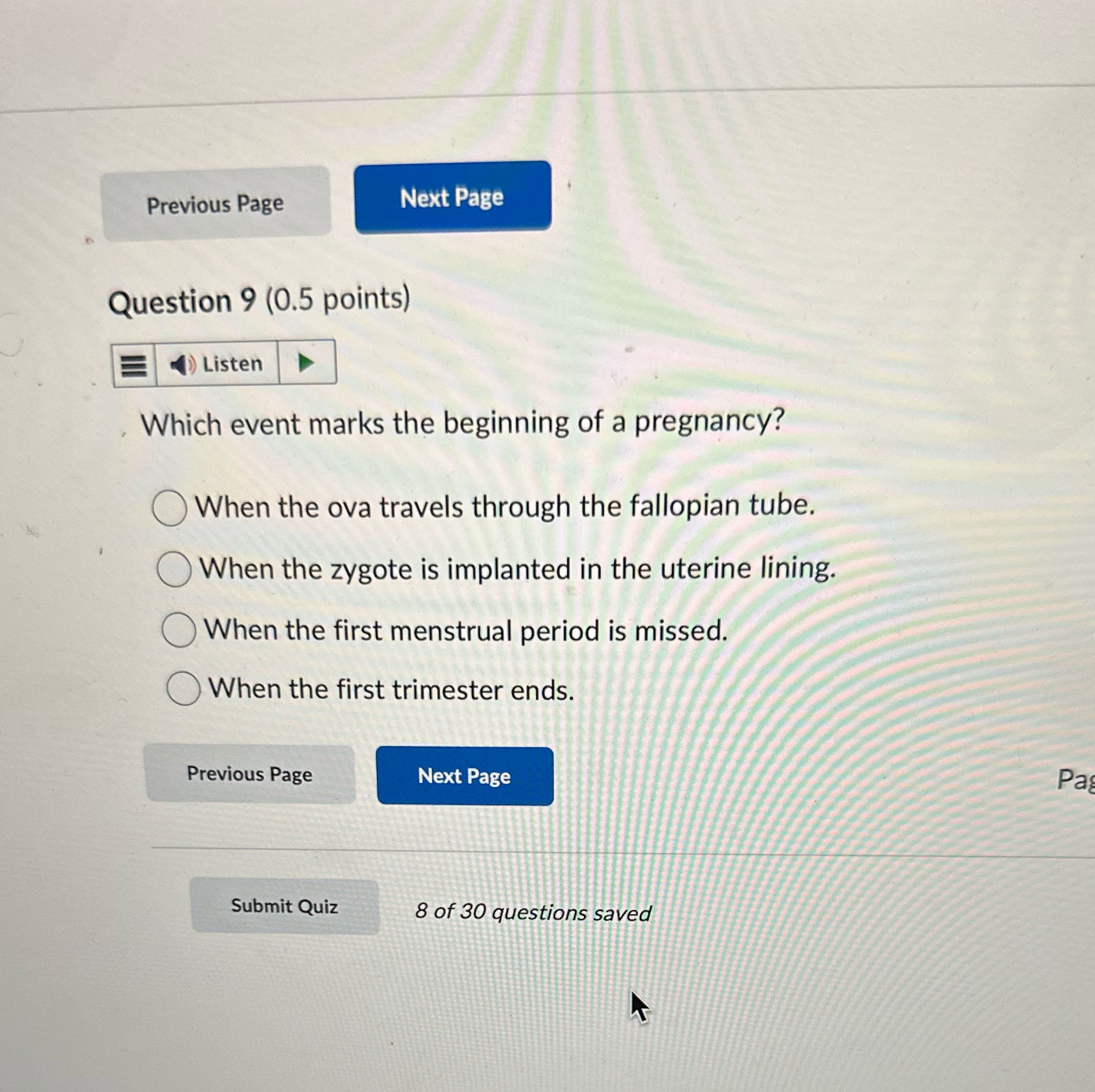 Previous Page Next Page Question 9 (0.5 points)