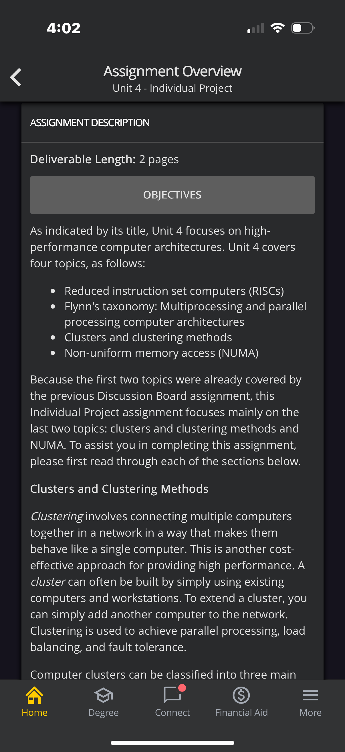 Assignment Overview Unit 4 - Individual Project