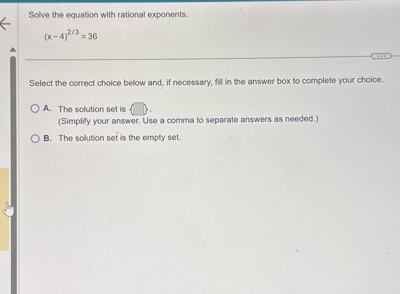 Solve the equation with rational exponents. (x-