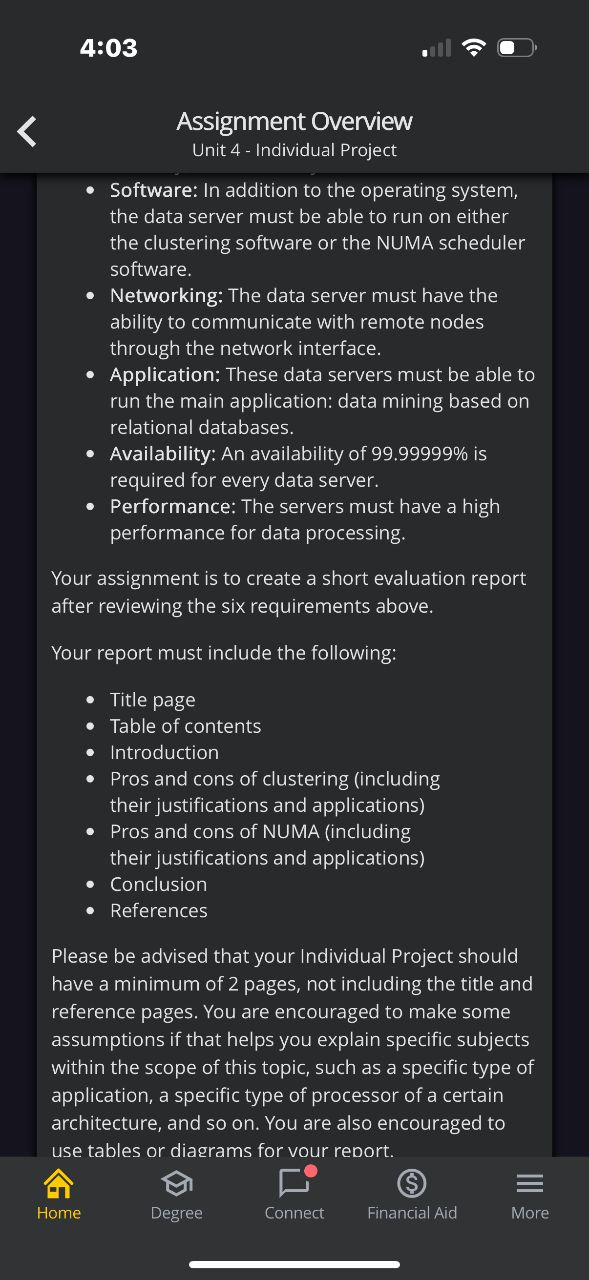 Assignment Overview Unit 4 - Individual Project