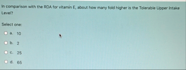 In comparison with the RDA for vitarnin E , about